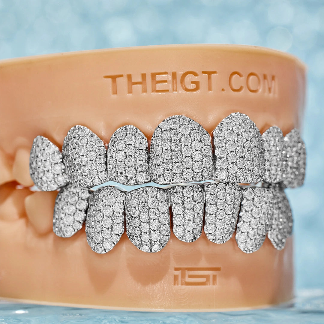Pave/Honeycomb Moissanite Or Lab Hand-Setting Grillz