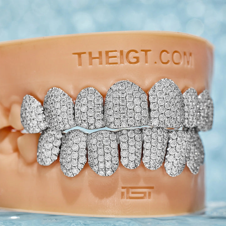 Pave/Honeycomb Moissanite Or Lab Hand-Setting Grillz