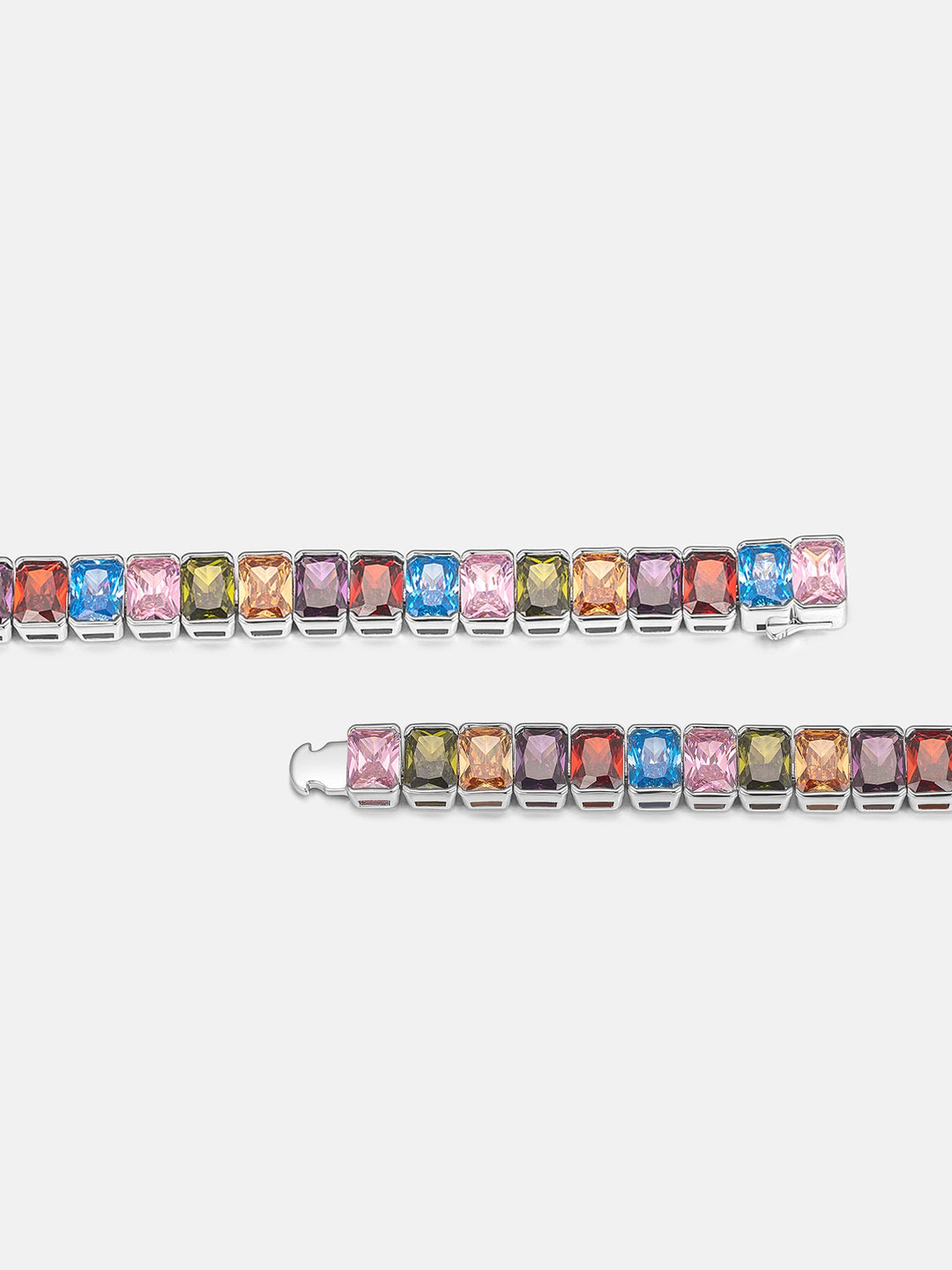 S925 Colored Gemstones Emerald Cut Tennis Bracelet