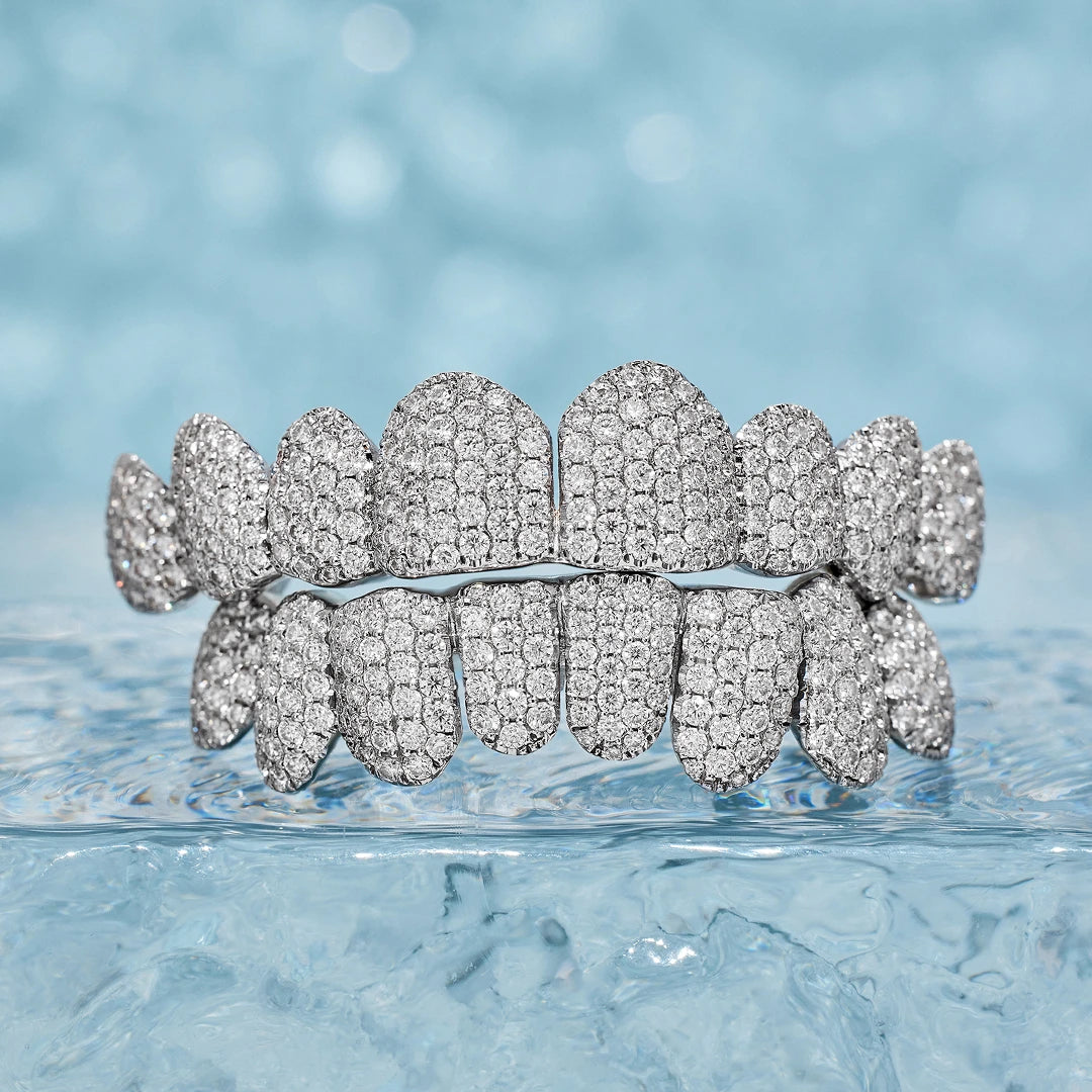 Pave/Honeycomb Moissanite Or Lab Hand-Setting Grillz
