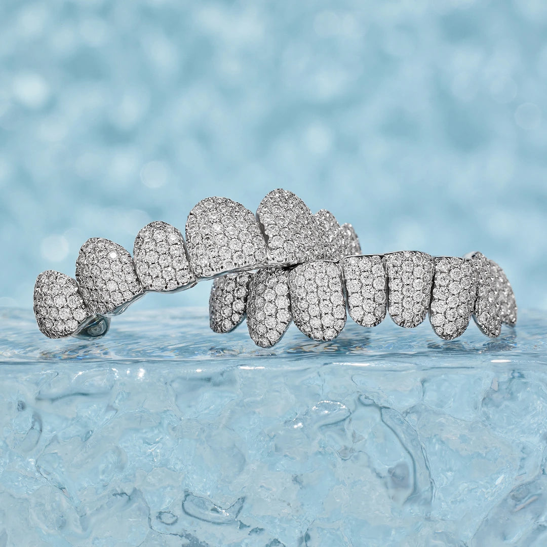 Pave/Honeycomb Moissanite Or Lab Hand-Setting Grillz