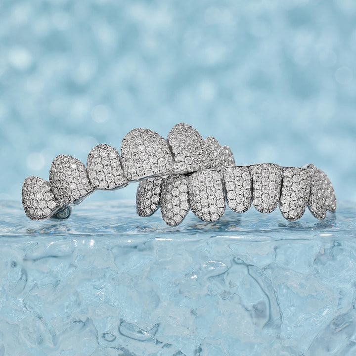 Pave/Honeycomb Moissanite Or Lab Hand-Setting Grillz