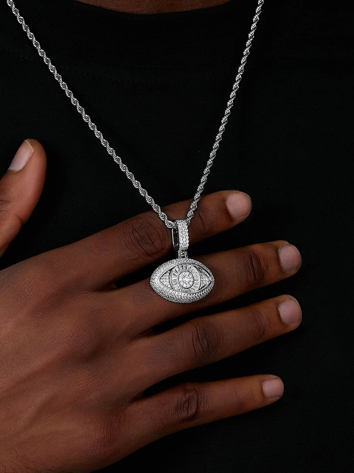 S925 Moissanite Evil Eye Rotatable Pendant