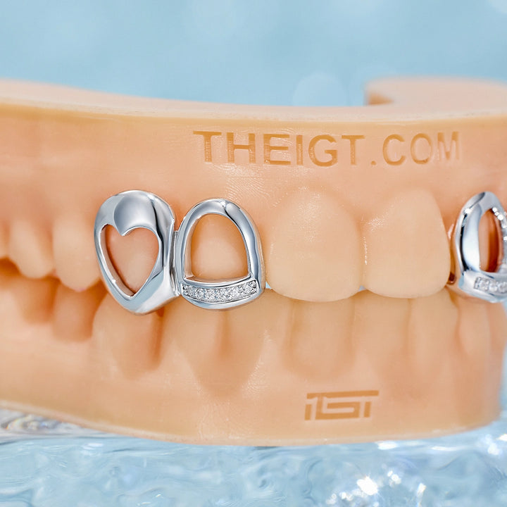 Open Face With Heart Style Grillz