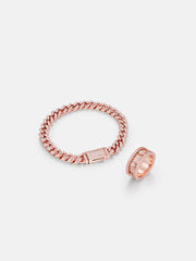 Rose Gold Plating Moissanite Bracelet & Ring Set [2PCS/SET]