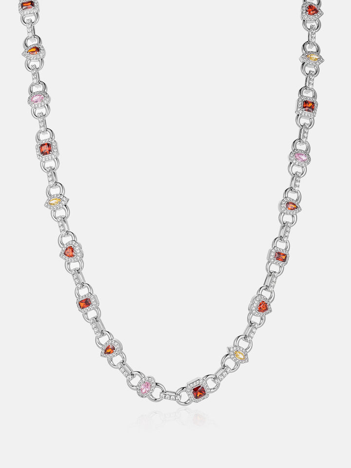 8MM S925 Multicolor Gemstone Rolo Chain