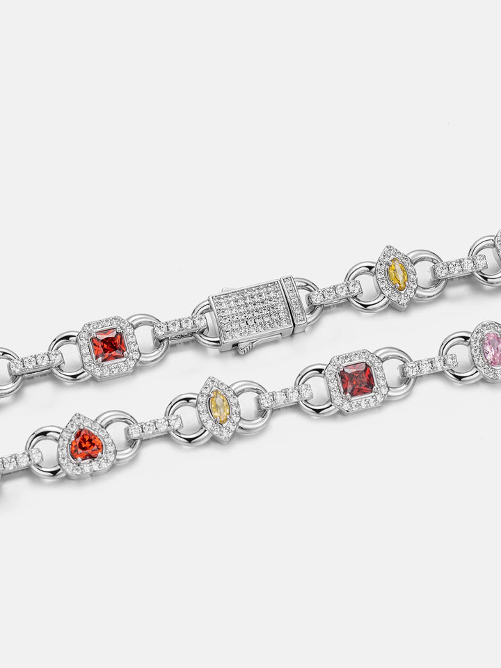 8MM S925 Multicolor Gemstone Rolo Chain