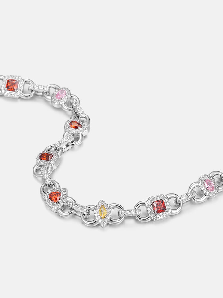 8MM S925 Multicolor Gemstone Rolo Chain