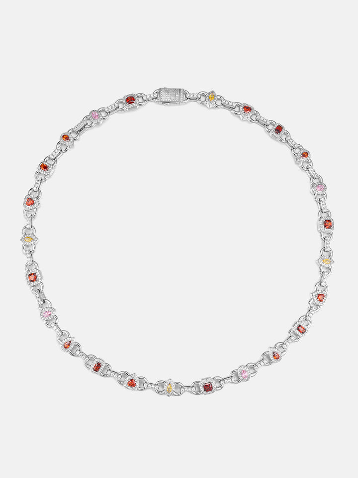 8MM S925 Multicolor Gemstone Rolo Chain