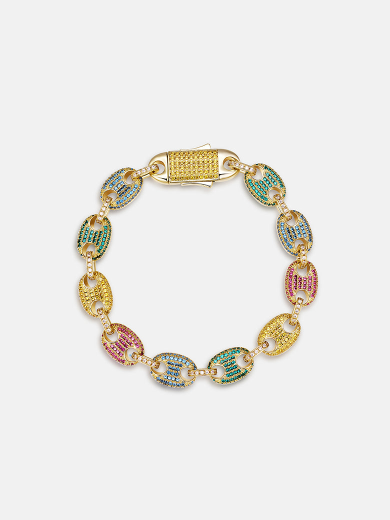 10MM S925 Moissanite Colored Gem G-Link Bracelet