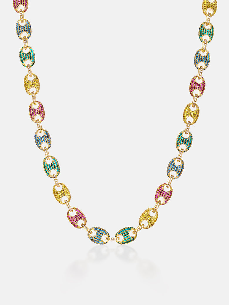 10MM S925 Moissanite Colored Gem G-Link Chain