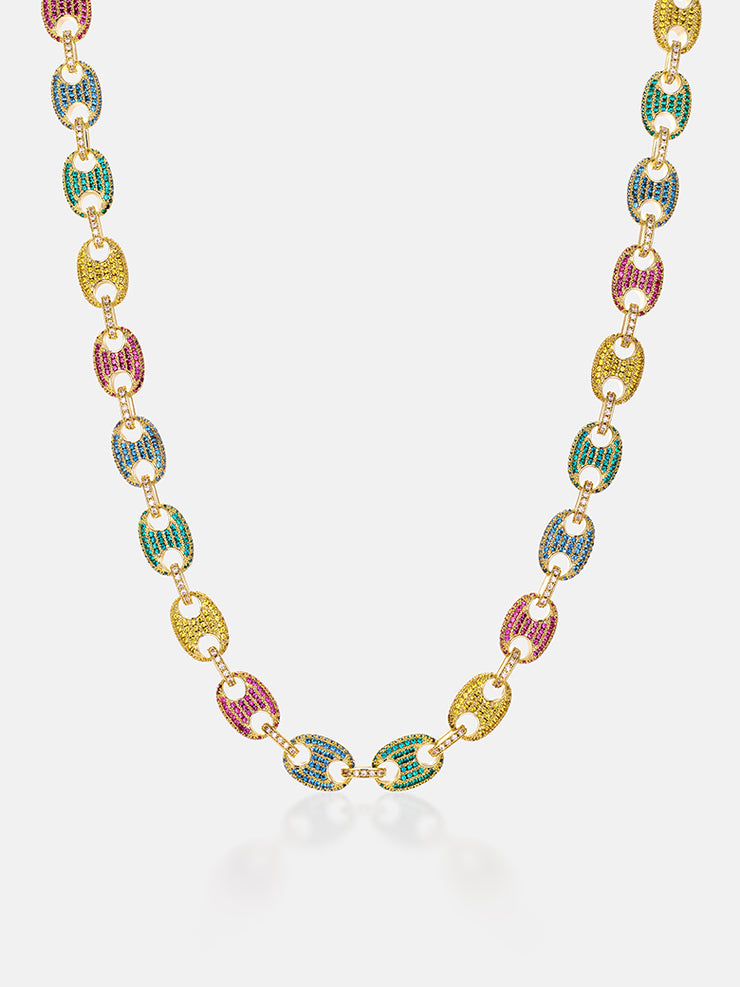 10MM S925 Moissanite Colored Gem G-Link Chain