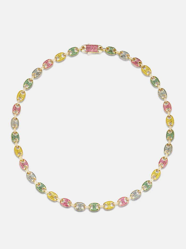 10MM S925 Moissanite Colored Gem G-Link Chain