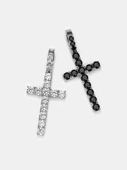 925 Sterling Silver Black Moissanite Cross Pendant