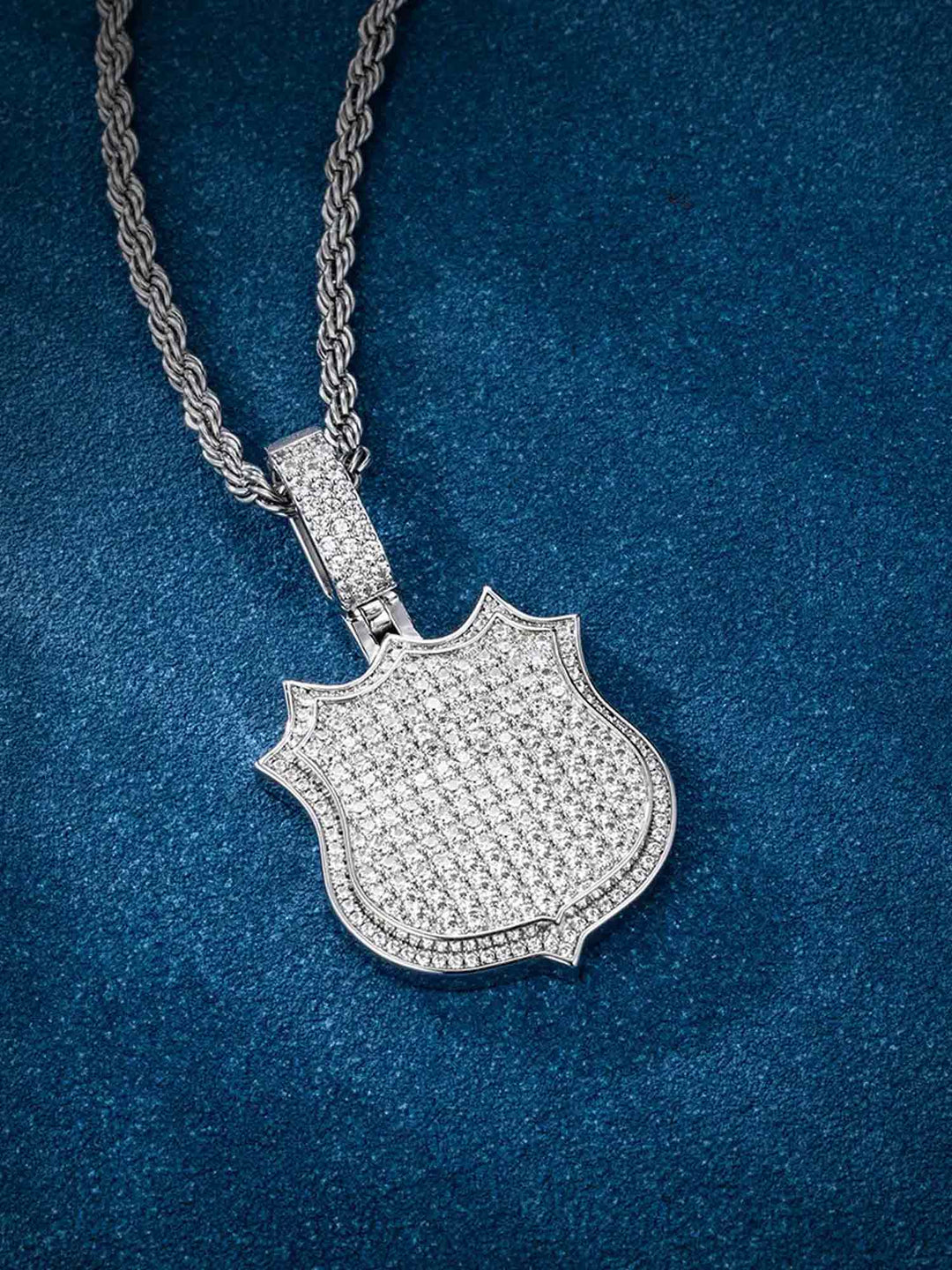 925 Sterling Silver Moissanite Shield Pendant