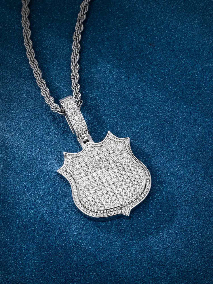 925 Sterling Silver Moissanite Shield Pendant