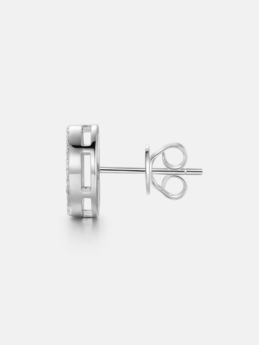 Triple Rows Baguette & Round Moissanite Stud Earrings