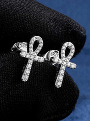 Micro Ankh Moissanite Stud Earring