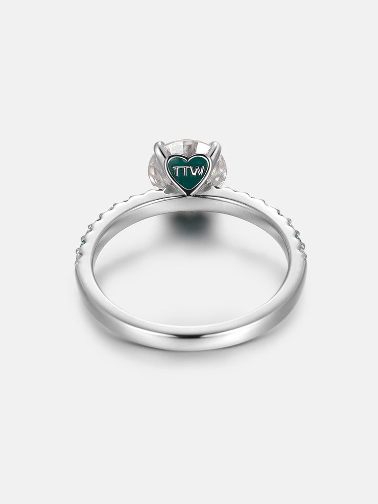 2CT Moissanite Engagement Ring With Side Diamond