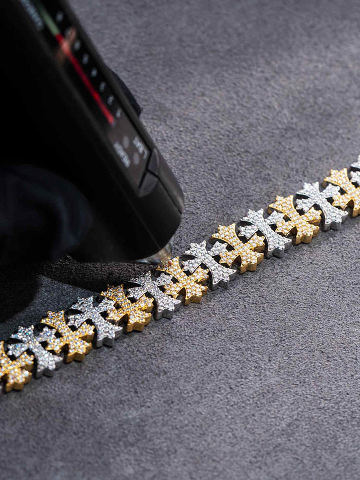 Made to Order 12mm Moissanite Fleuree Cross Bracelet