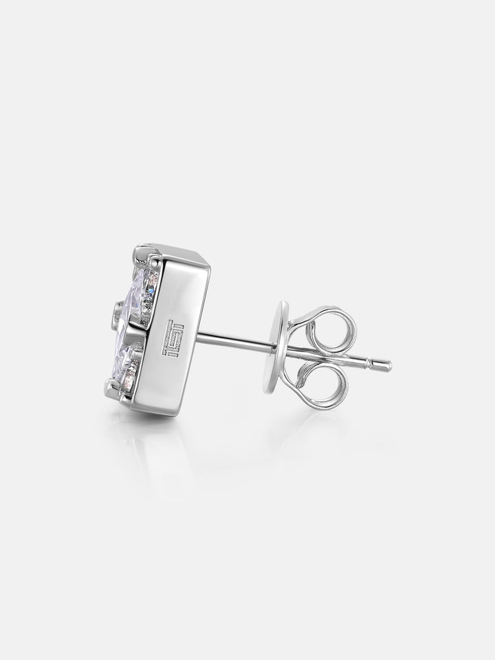 Square Shape Round Moissanite Cluster Earrings