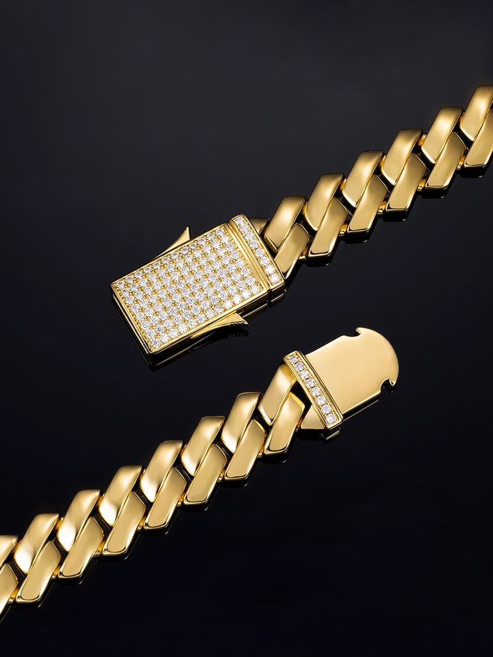 Made To Order 12mm Plain Prong Link Chain with Iced Clasp
