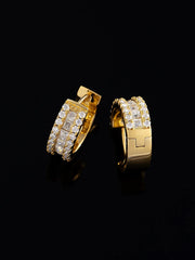 14K Solid Gold Moissanite Princess Cut Hoop Earrings