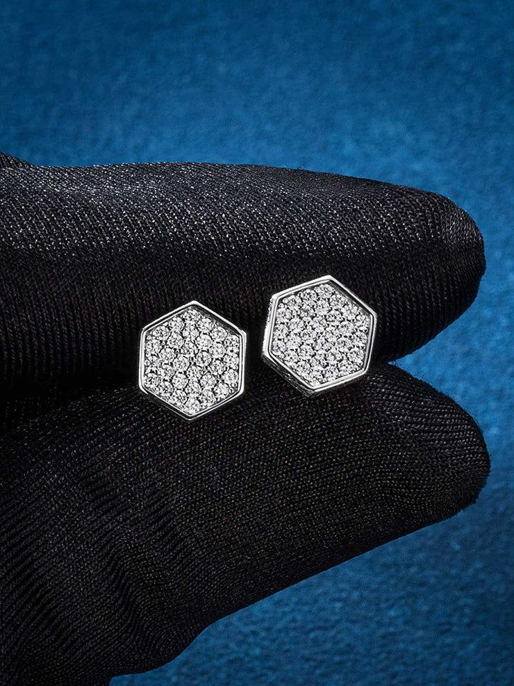 S925 Hexagonal Nut Stud earrings