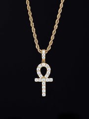 925 Sterling Silver Moissanite Ankh Pendant 2.0ct