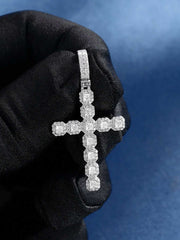 Princess Cut Moissanite Cross Pendant