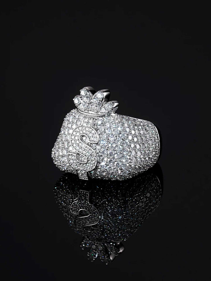 Moissanite Iced Money Bag Ring