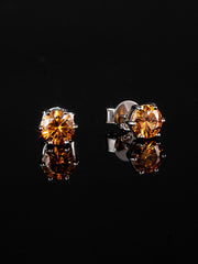 Certified Yellow Moissanite Stud Earrings-2.00CT Total