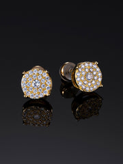 Pack White / Yellow Gold Cluster Round Earrings