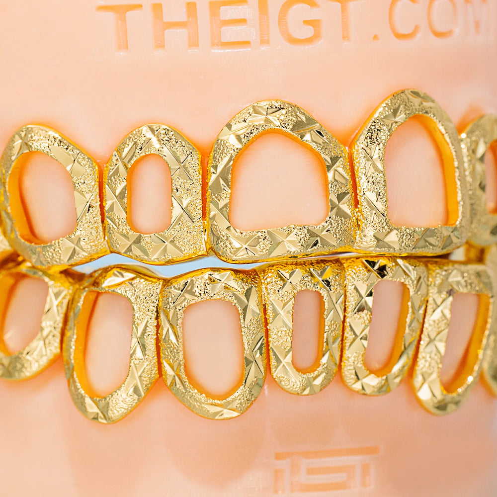 Open Face With Diamond Cut And Diamond Dust Grillz