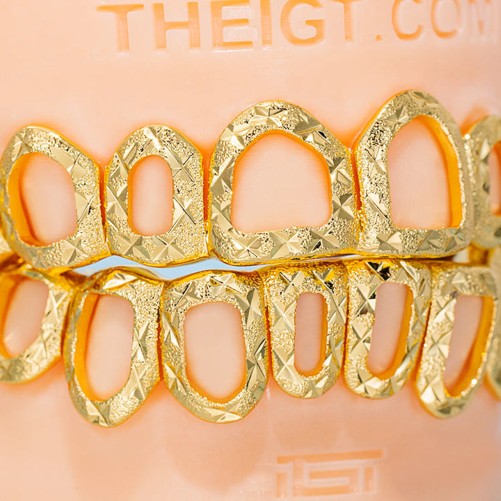 Open Face With Diamond Cut And Diamond Dust Grillz