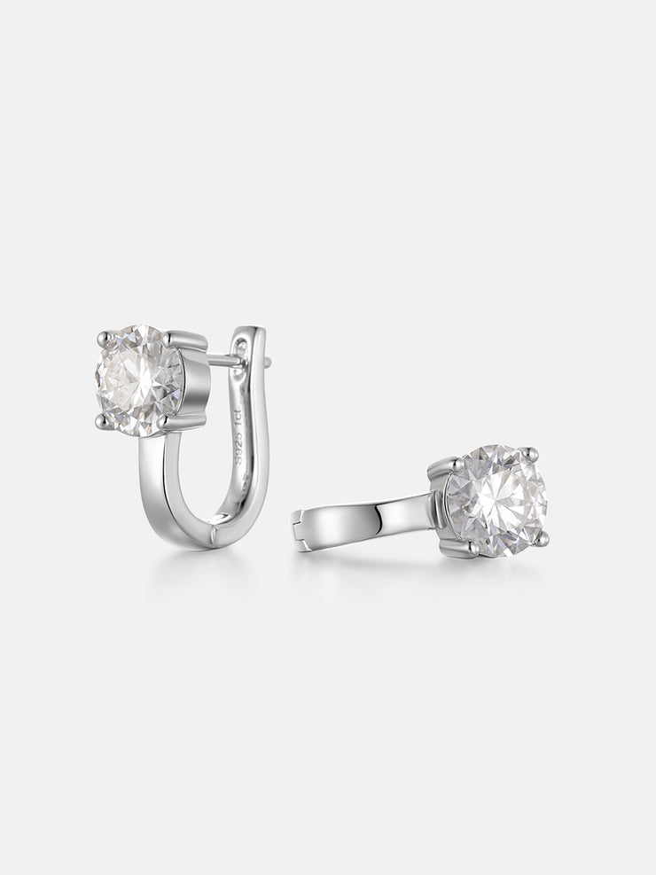 Moissanite Solitaire Hoop Earrings