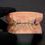 3 CROWN LION TEETH W BOTTOM OPEN FACE GRILLZ