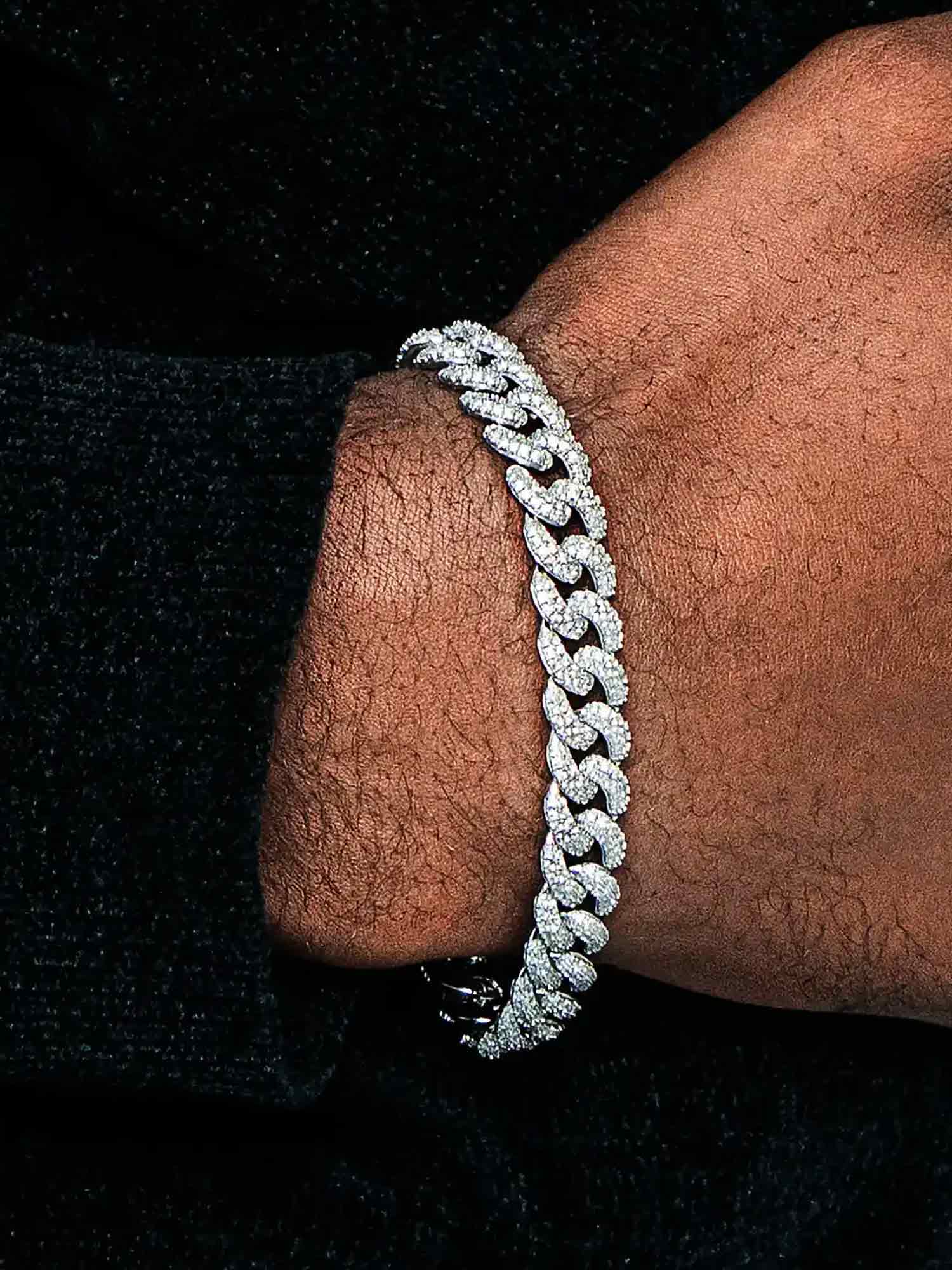 925 Sterling Silver Moissanite Cuban Bracelet