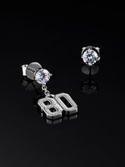 Moissanite Number Stud Dangle Earrings