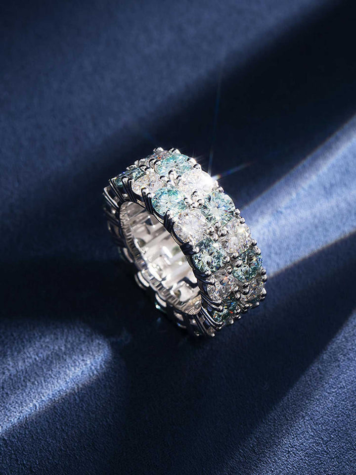 Blue & White Two Row Eternity Ring