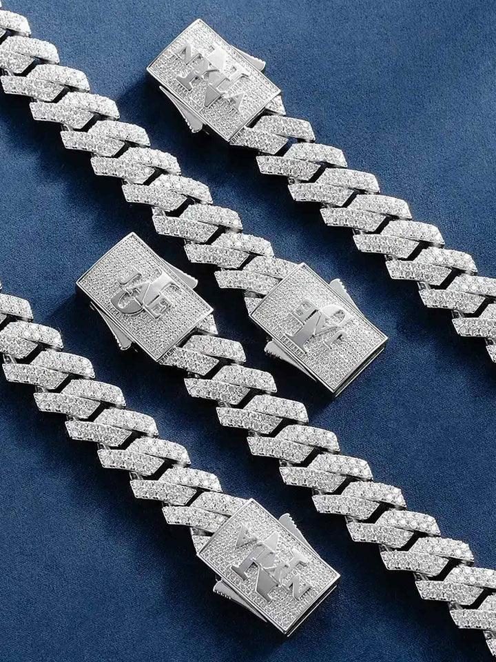 S925 Moissanite Prong Cuban Bracelet