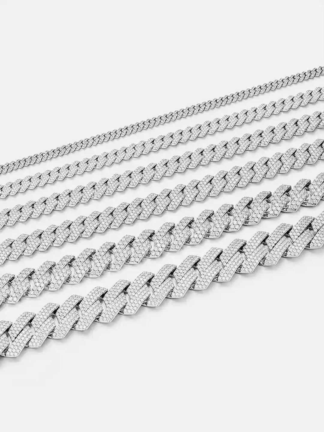 S925 Moissanite Prong Cuban Chain