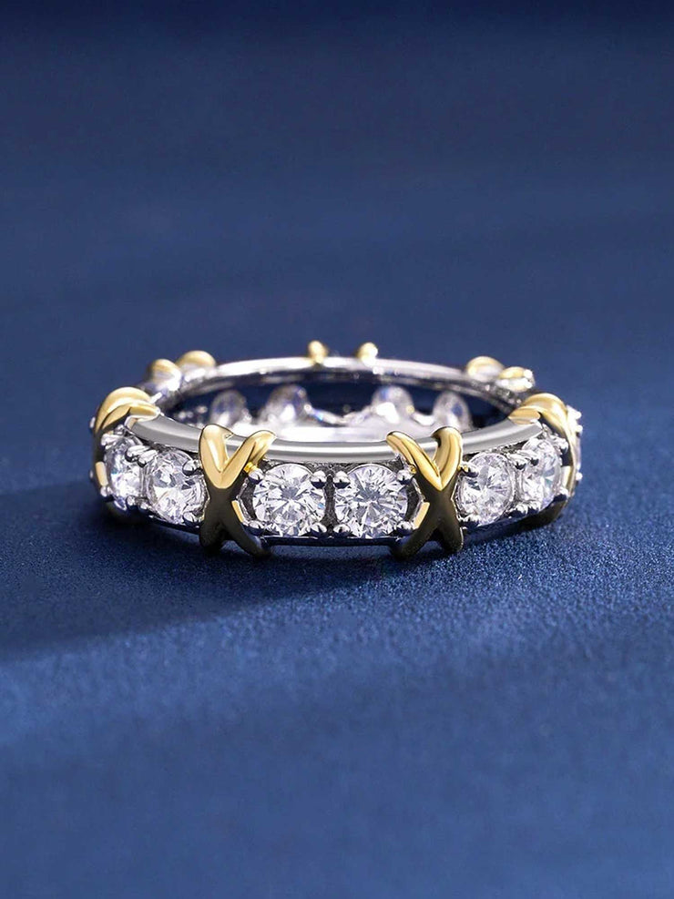 Solid Gold Two Tone Crossover Diamond Ring - deposit