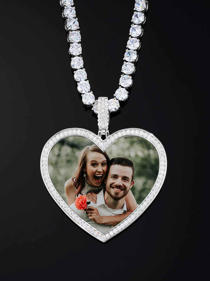925 Sterling Silver Custom Heart Shaped Picture Pendant