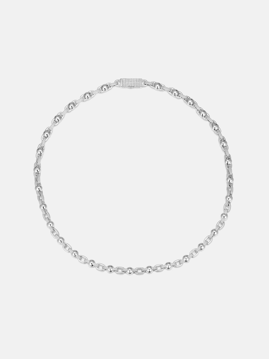 8mm Moissanite Round Ball Rolo Chain