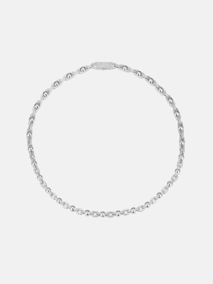 8mm Moissanite Round Ball Rolo Chain