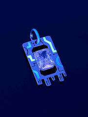 Cyberpunk Fluorescent Memory Chip Pendant