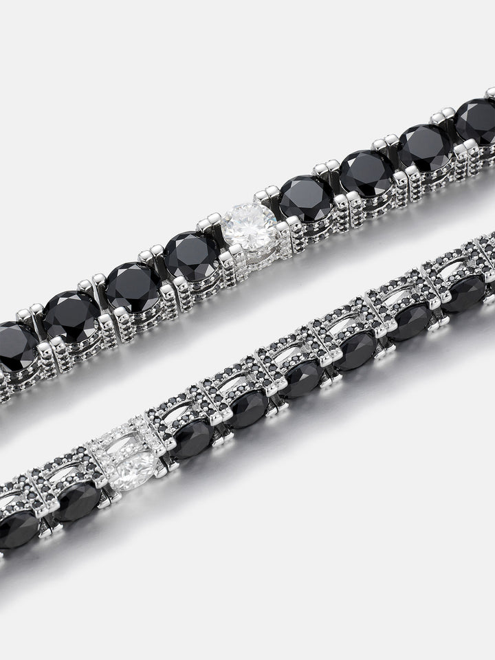 5mm 3-Sided Iced Black & White Moissanite Tennis Chain