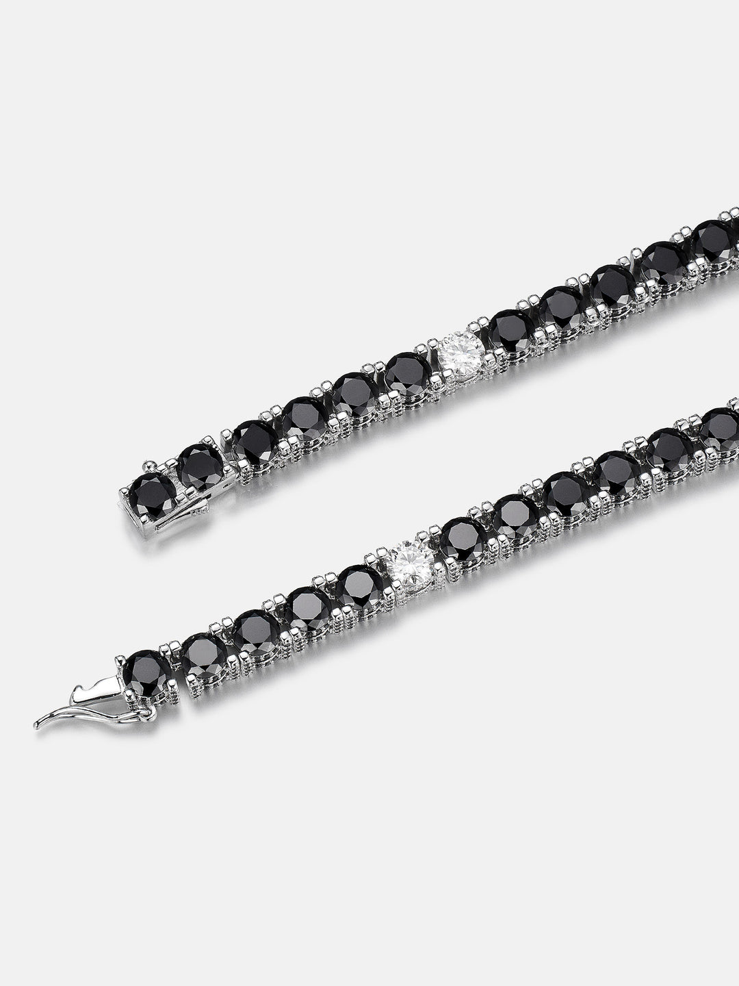 5mm 3-Sided Iced Black & White Moissanite Tennis Chain