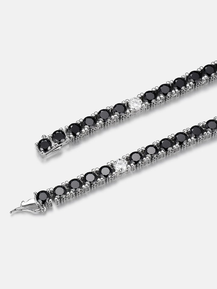 5mm 3-Sided Iced Black & White Moissanite Tennis Chain